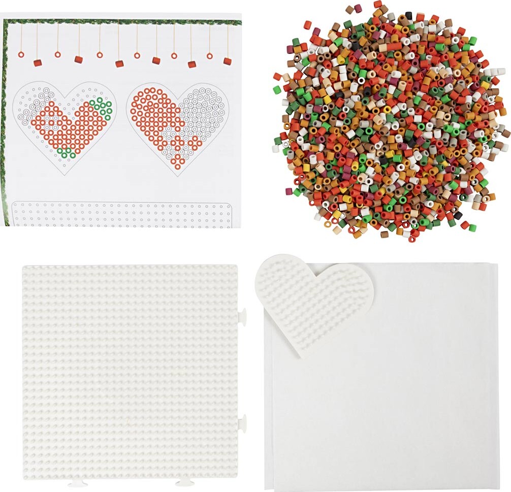 Rør Perler Julepynt Diy Kit - Julesok - Julehjerte - Juletræ Og Rensdyr -