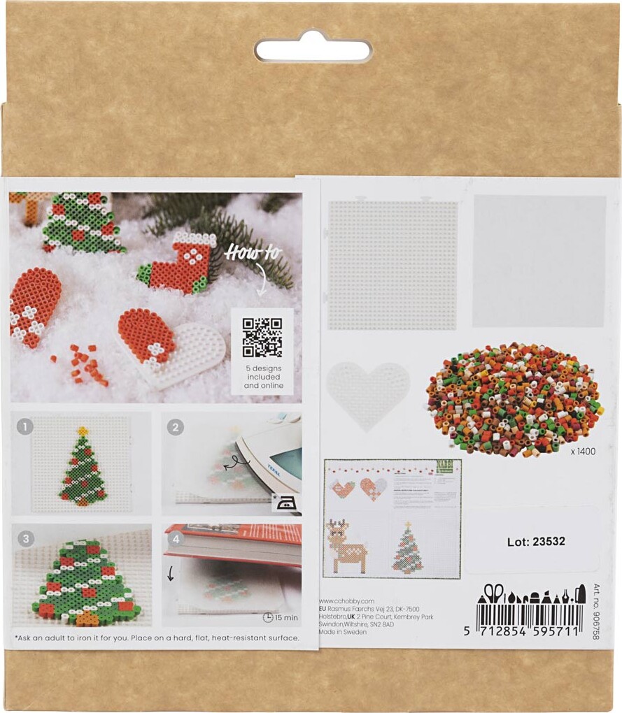 Rør Perler Julepynt Diy Kit - Julesok - Julehjerte - Juletræ Og Rensdyr -