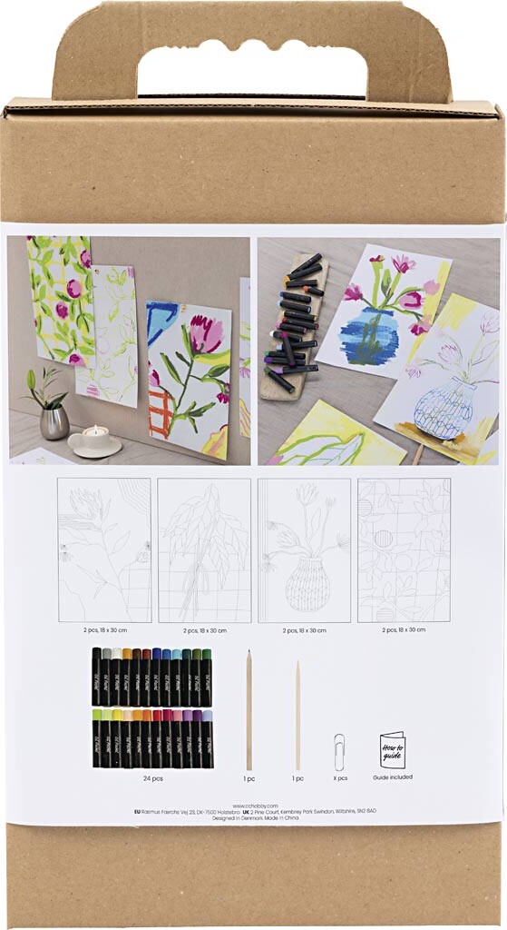 Diy Kit Oliepastel - Blomster - Assorterede Farver