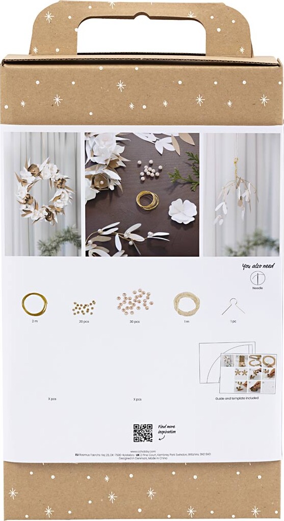 Diy Kit Papirpynt - Krans - Hvid - Lys Natur - 1Pk