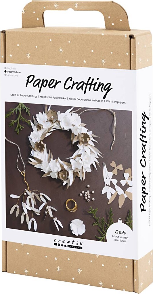 Diy Kit Papirpynt - Krans - Hvid - Lys Natur - 1Pk