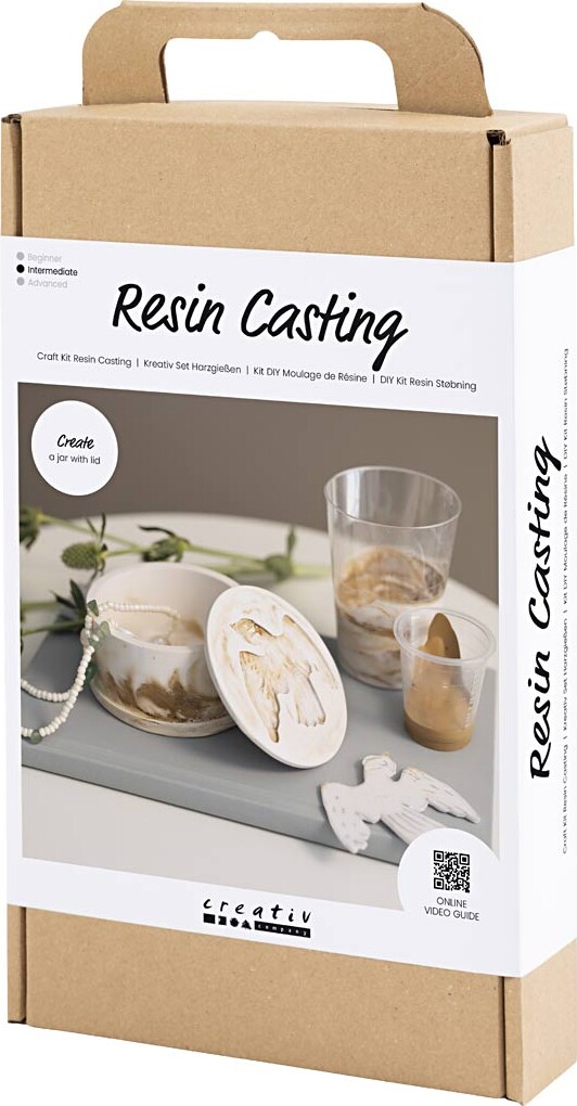 Diy Kit Resin Støbning - Krukke Med Låg - Beige - Off White