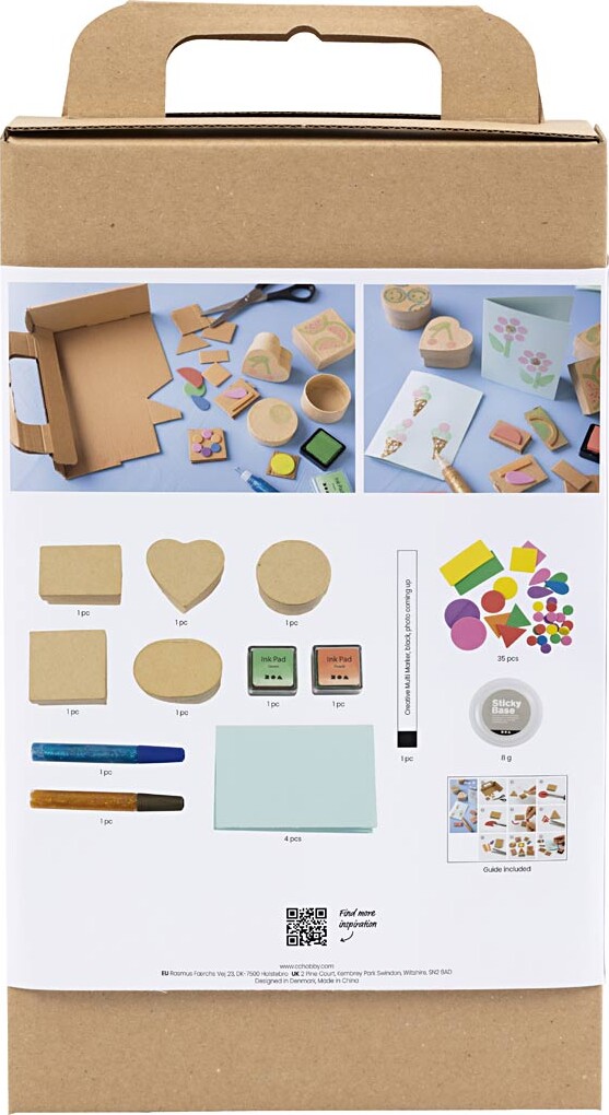 Diy Kit Stempeltryk - Dekorerede Æsker Og Kort - Beige - Mellem Grøn -