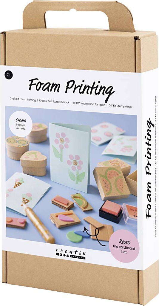 Diy Kit Stempeltryk - Dekorerede Æsker Og Kort - Beige - Mellem Grøn -