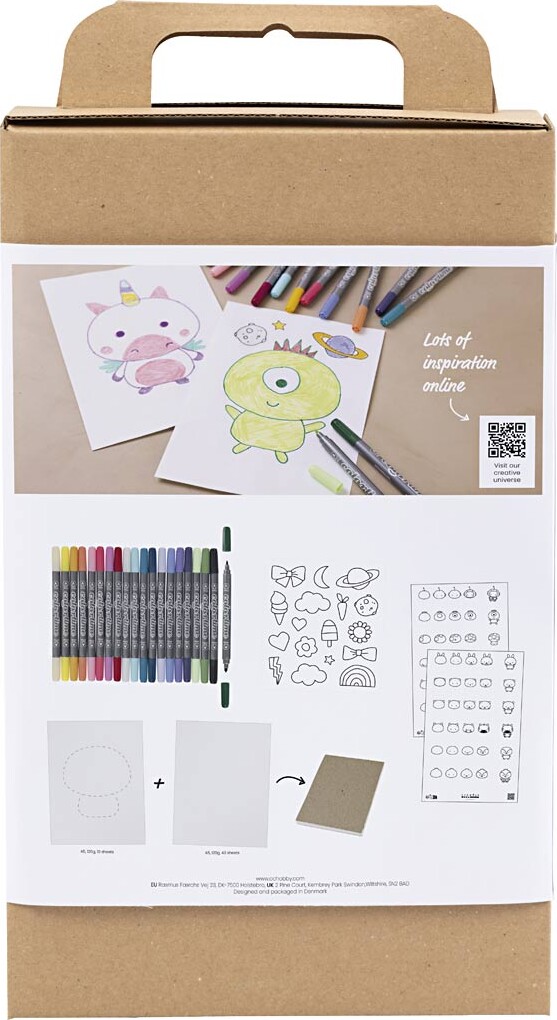 Diy Kit Tegning - Blandede Figurer - Pastelfarver