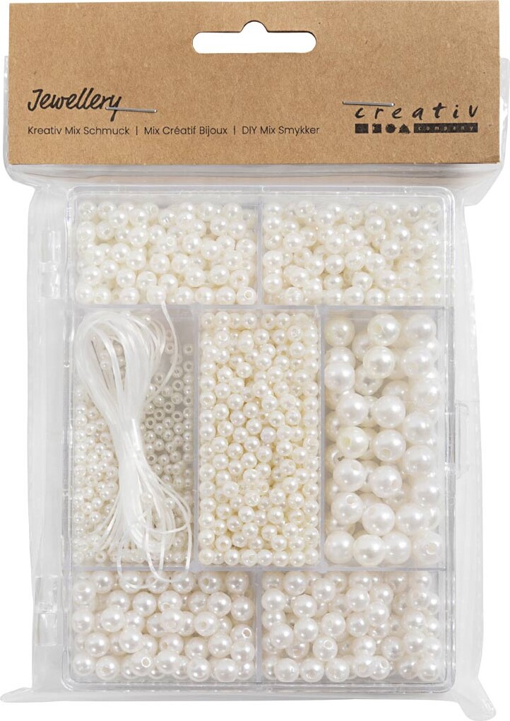 Diy Mix Smykker - Halskæde Og Armbånd - Hvid Perlemor - 1Pk