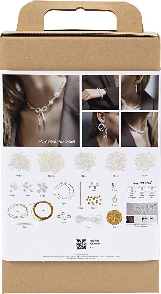 Diy Mix Smykker - Halskæder - Armbånd - Øreringe - Forgyldt - Hvid