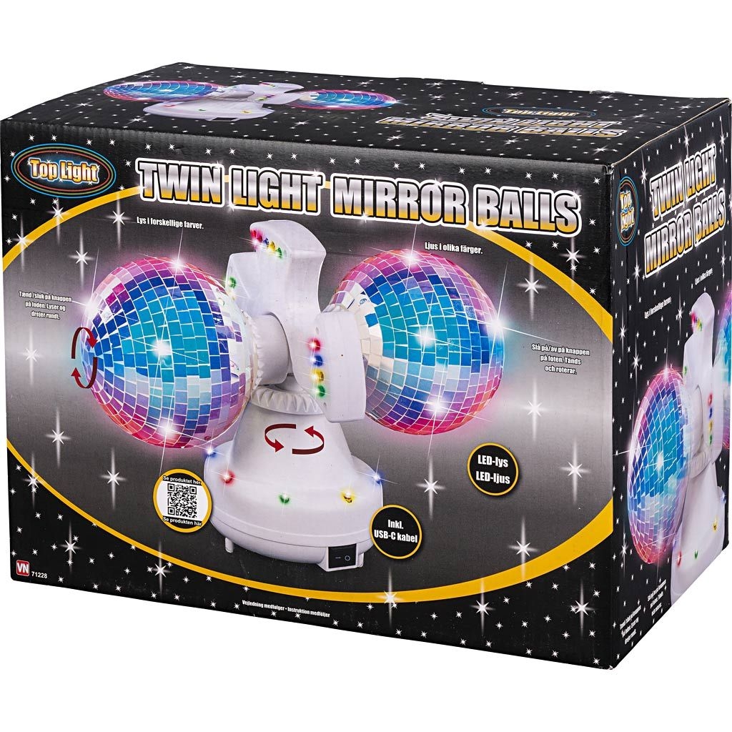 Dobbelt Spejlkugle Med Flot Rainbow Led - Lys