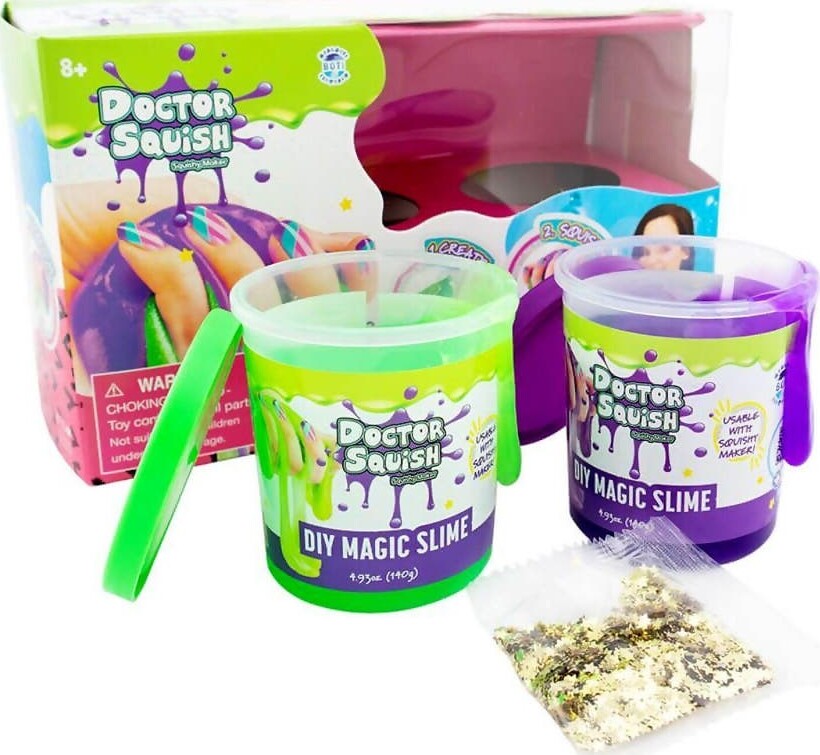 Doctor Squish - Diy Magic Slime - Slim Sæt - Grøn Og Lilla