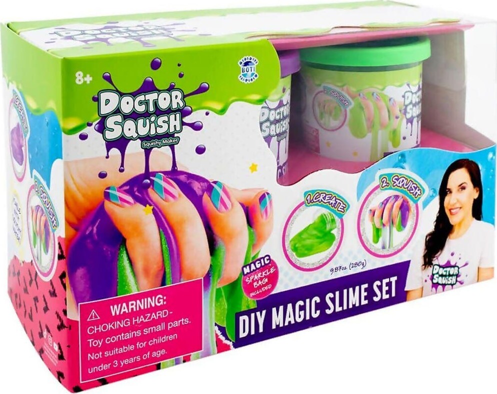 Doctor Squish - Diy Magic Slime - Slim Sæt - Grøn Og Lilla