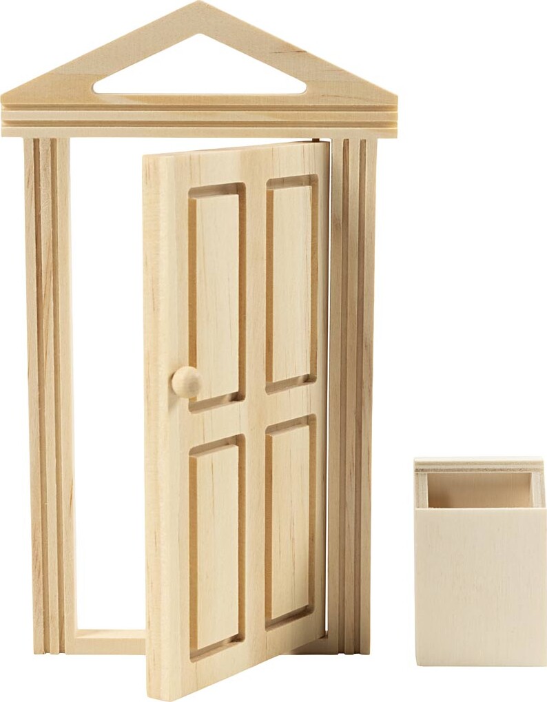 Dør Med Gesims Og Postkasse - H 5 5 18 Cm - B 3 5 10 5 Cm