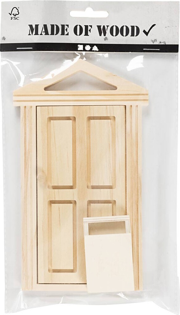 Dør Med Gesims Og Postkasse - H 5 5 18 Cm - B 3 5 10 5 Cm