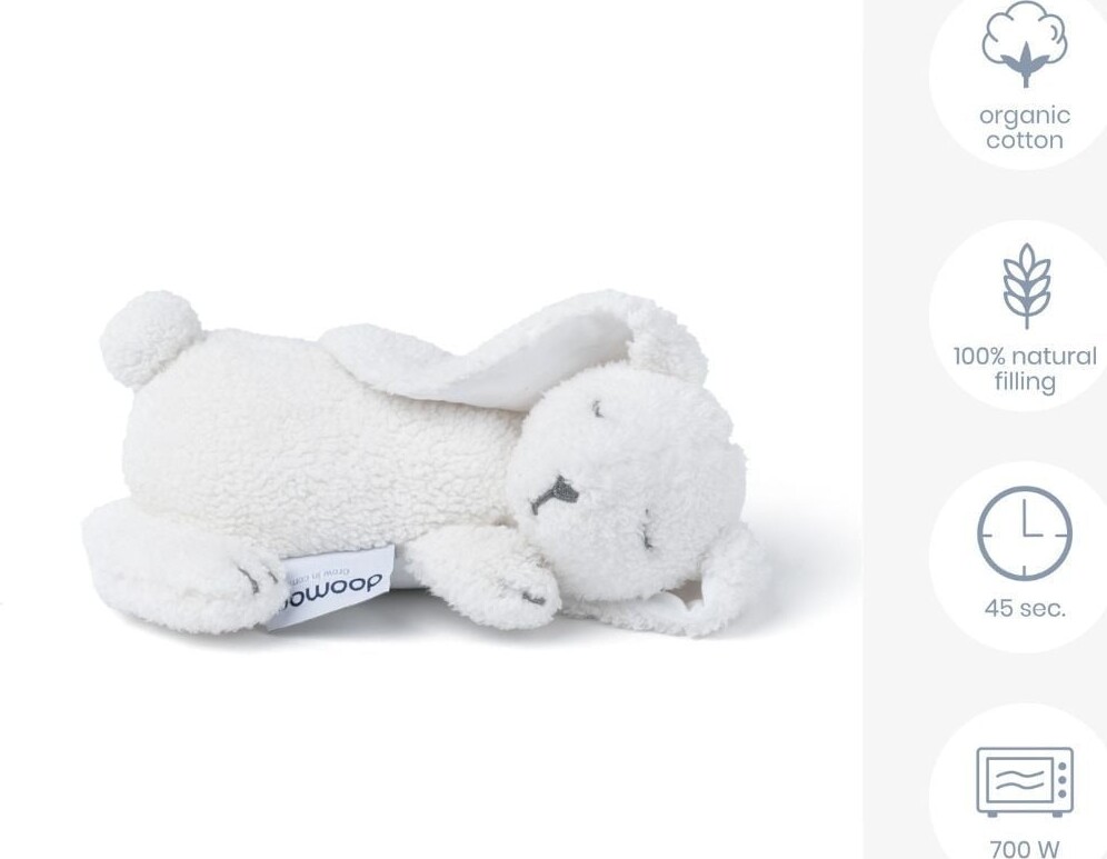 Doomoo - 2-I-1 Baby Varmepude Bamse - Kanin - Creme