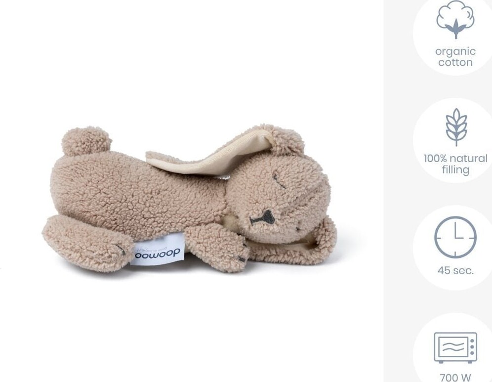 Doomoo - Baby Varmepude Bamse - Kanin - Taupe