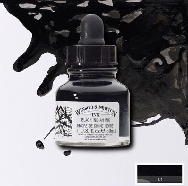 Winsor Newton - Black Indian Ink 30 Ml - Blæk