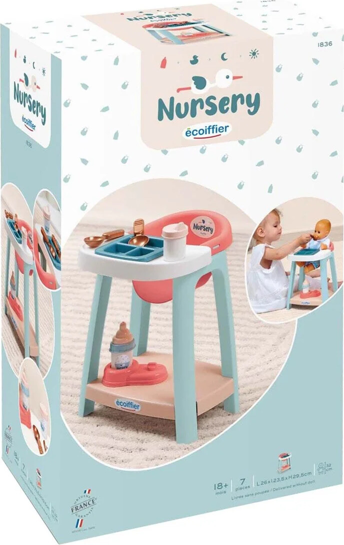 Ecoiffier Nursery - Højstol Til Dukke - 7 Dele