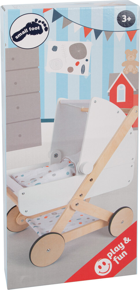 Dukkevogn I Træ - Hvid - Small Foot