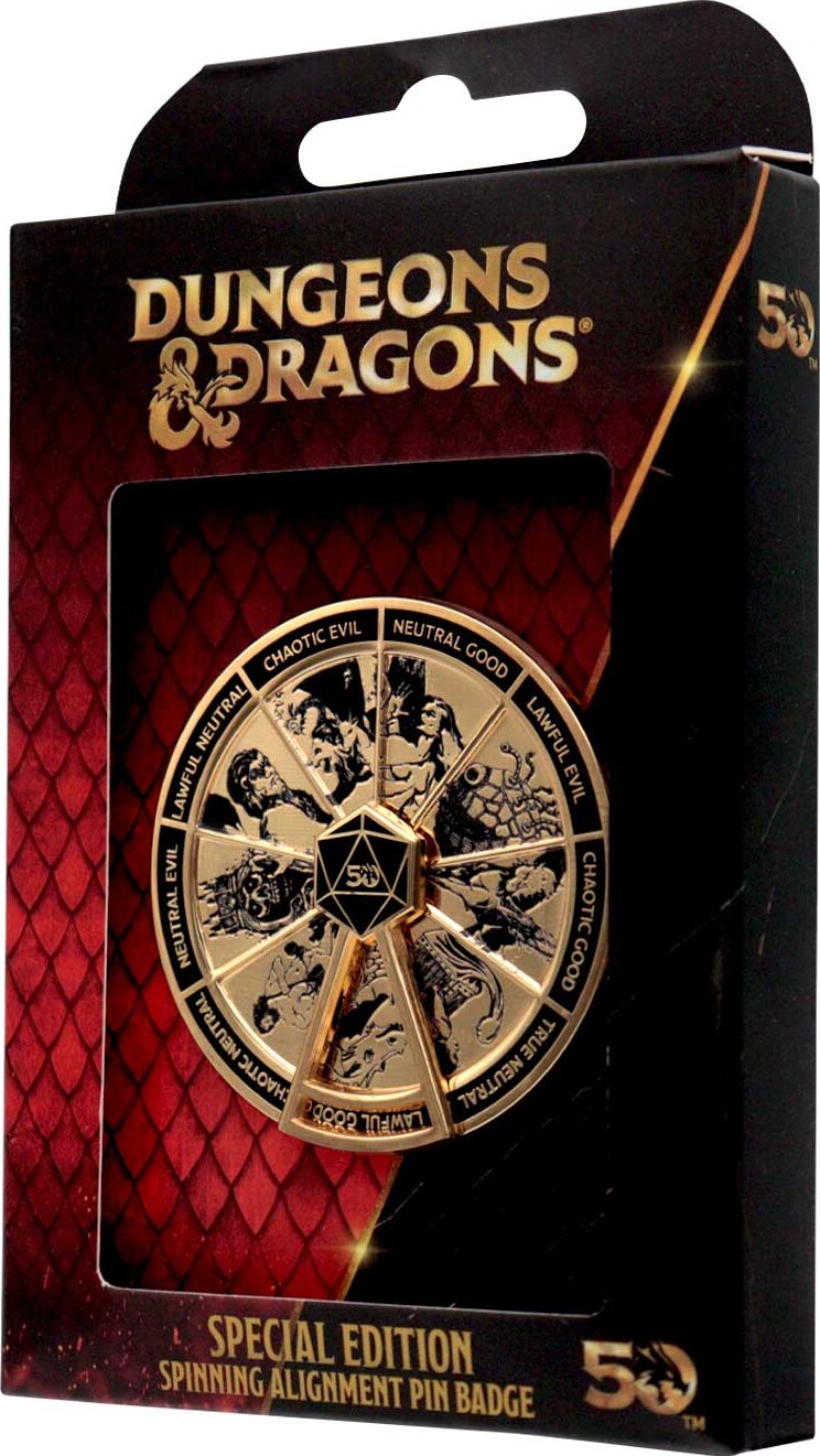 Dungeons Dragons 24K Gold Plated Alignment Spinner Pin Badge