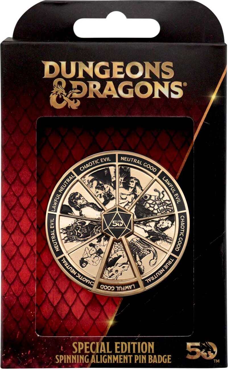 Dungeons Dragons 24K Gold Plated Alignment Spinner Pin Badge