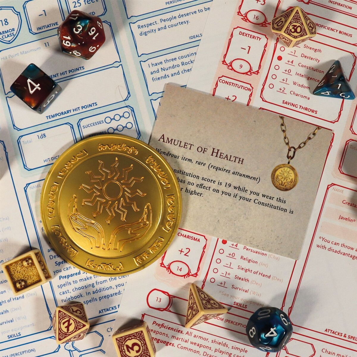 Dungeons Dragons 24K Gold Plated Amulet Of Health Medallion
