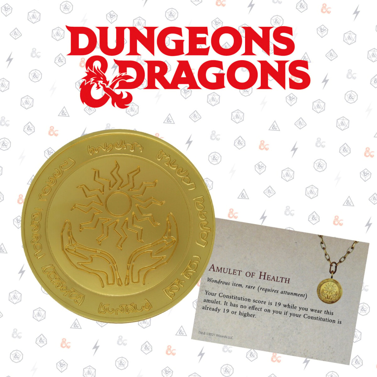 Dungeons Dragons 24K Gold Plated Amulet Of Health Medallion