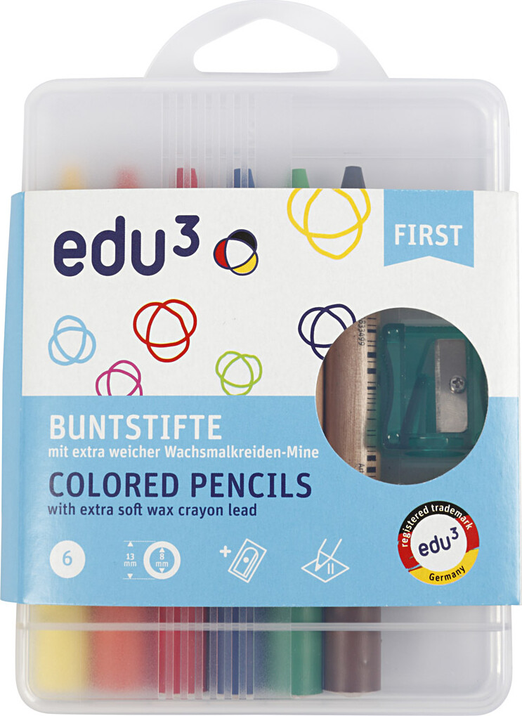 Edu3 - Farveblyanter - Tykkelse 13 Mm - Mine 8 Mm - 6 Stk