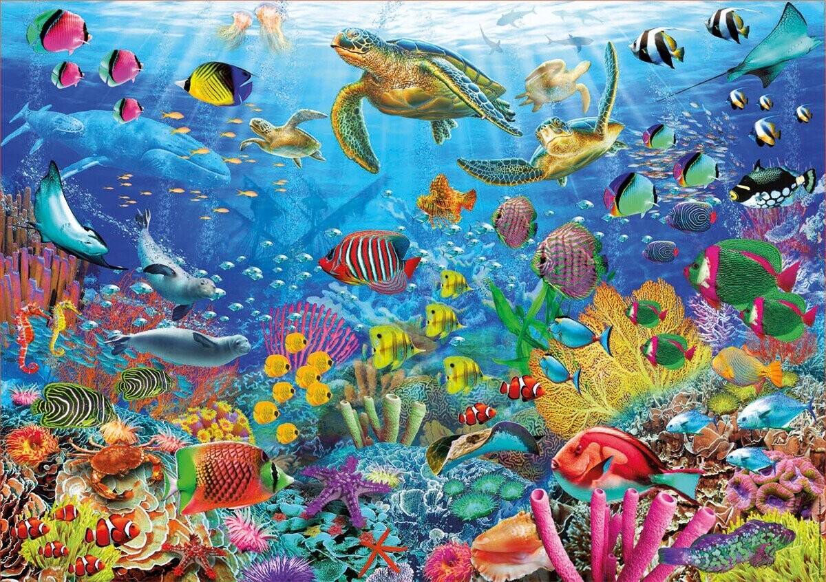 Educa Puslespil - 1000 Brikker - Tropical Fantasy Turtles Puslespil