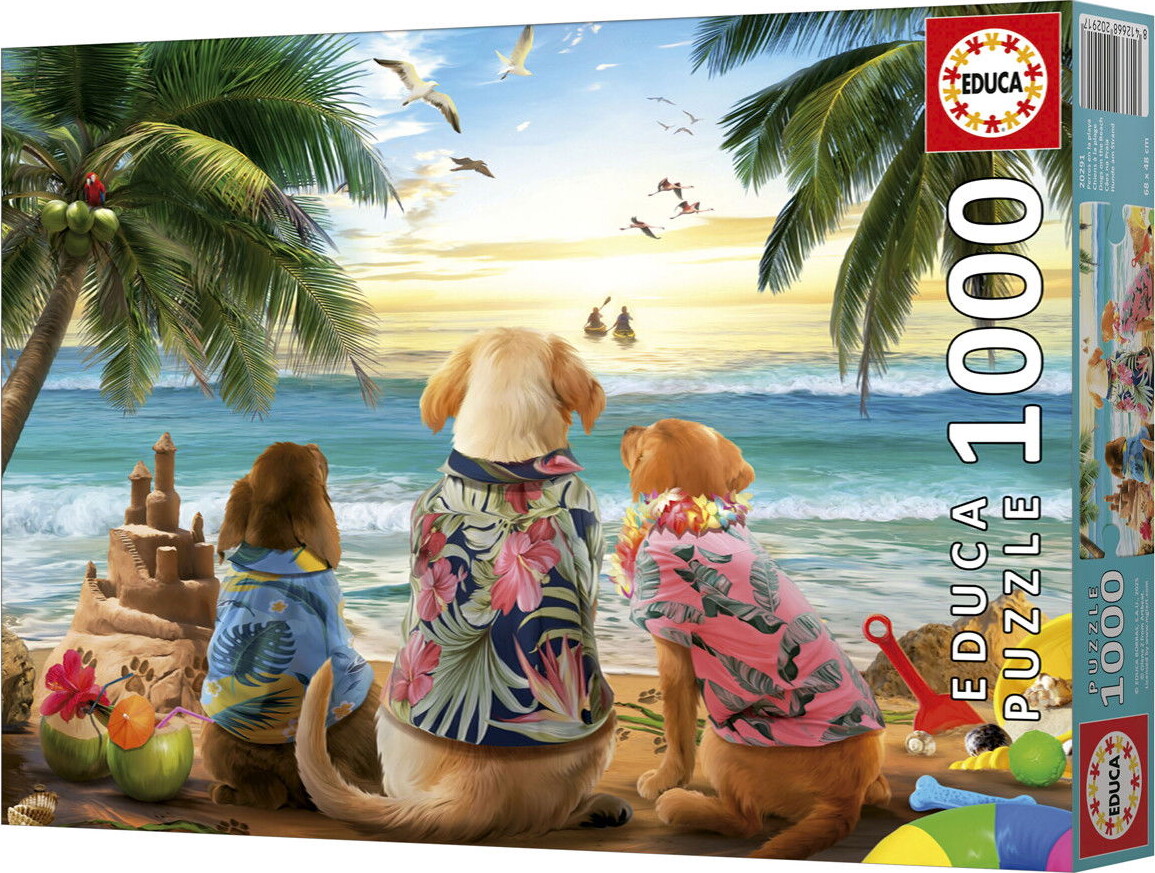 Educa - Dogs On The Beach Puzzle - 1000 - Puslespil Med Hunde