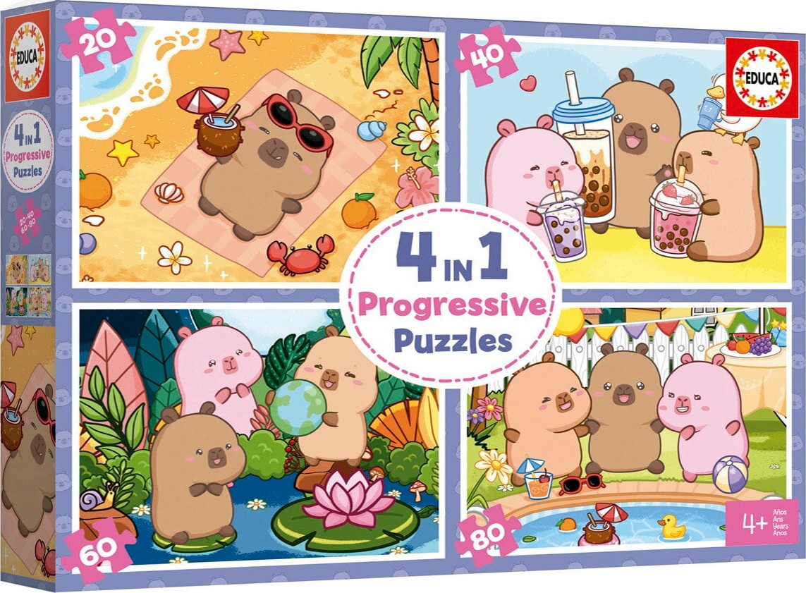 Educa - Capyfun 4-In-1 Progressive Puzzles - 20-40-60-80 Brikker