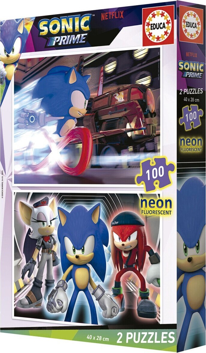 Educa - Puslespil Med 2X100 Brikker - Sonic Prime Neon