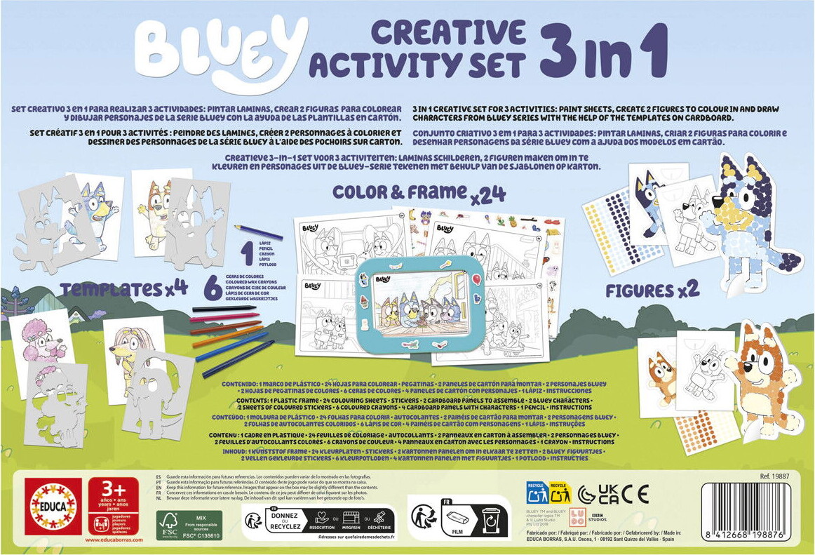 Educa - Bluey Creative Activity Set 3-In-1 - Malesæt Til Børn