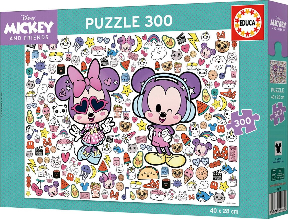 Educa - Mickey And Friends Puzzle - 300 Brikker - Disney Kawaii