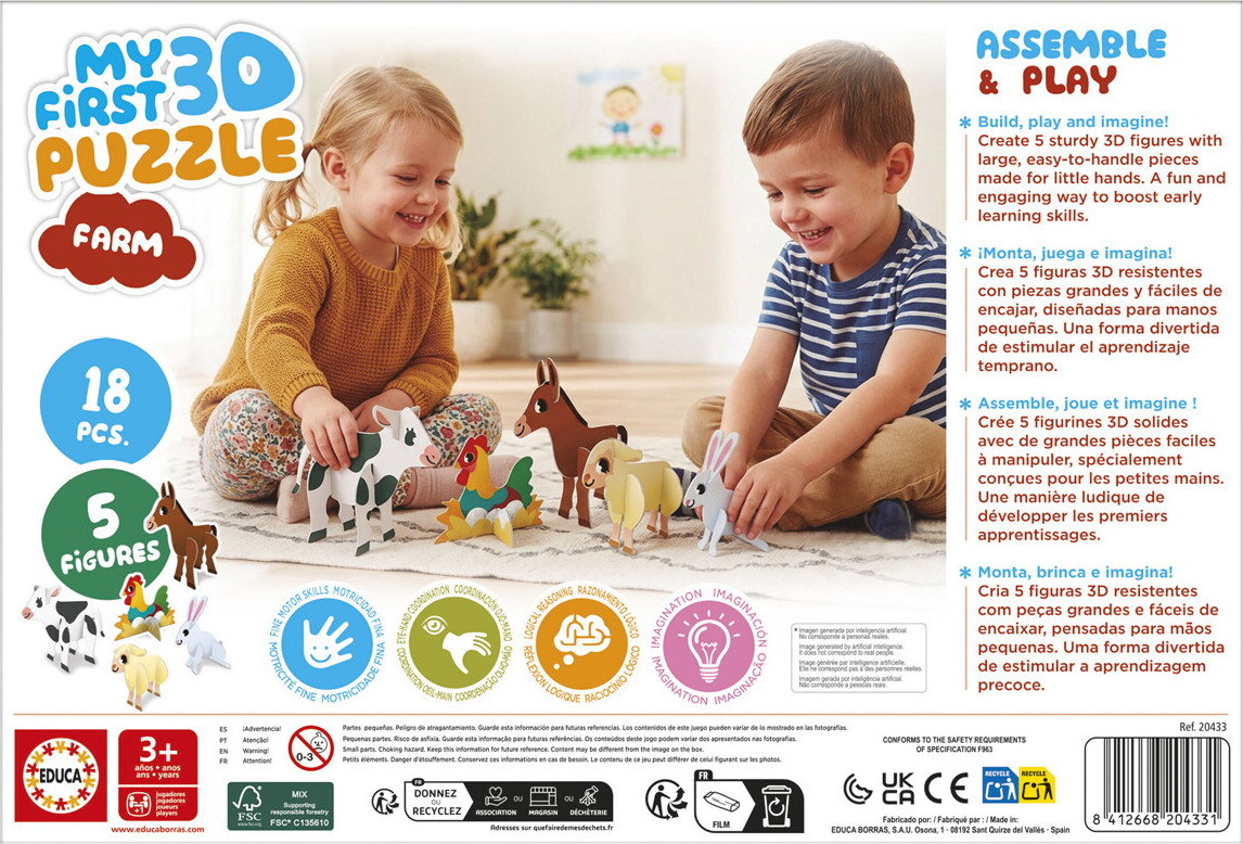 Educa - My First 3D Puzzle - Farm - 5 Figurer