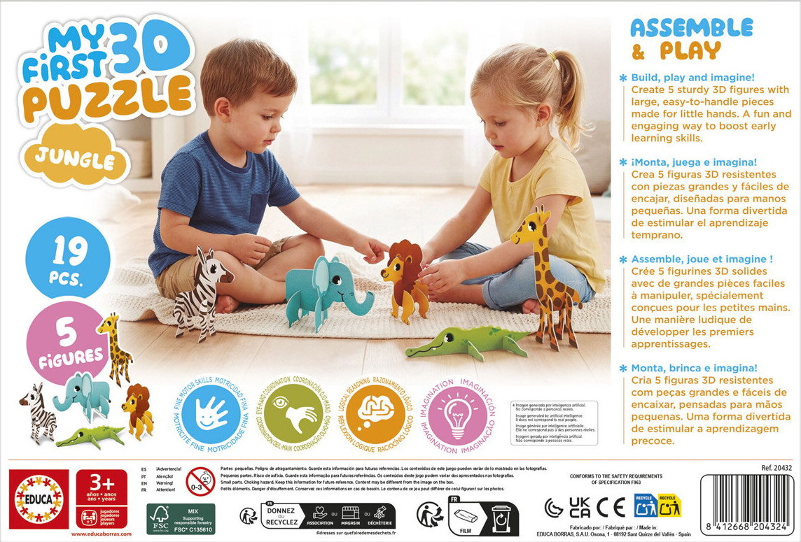 Educa - My First 3D Puzzle - Jungle - 5 Figurer