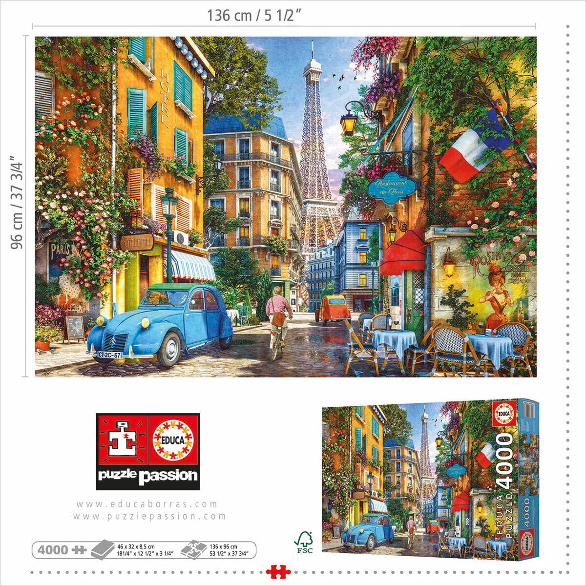 Educa - The Old Streets Of Paris Puzzle - 4000 Brikker - Puslespil