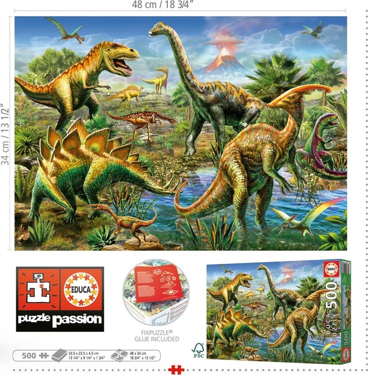 Educa - Jurassic Playground Puzzle - 500 - Dinosaur Puslespil