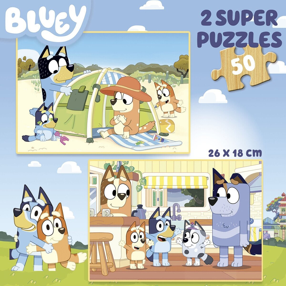 Educa - Puslespil I Træ - 2X50 Brikker - Bluey