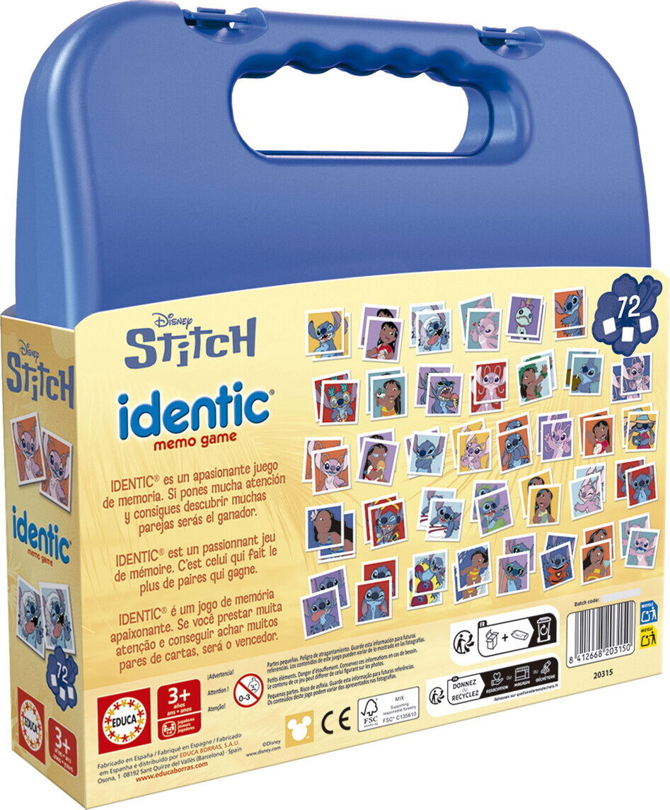 Educa - Disney Stitch Identic Memo Game - Huskespil Kuffert