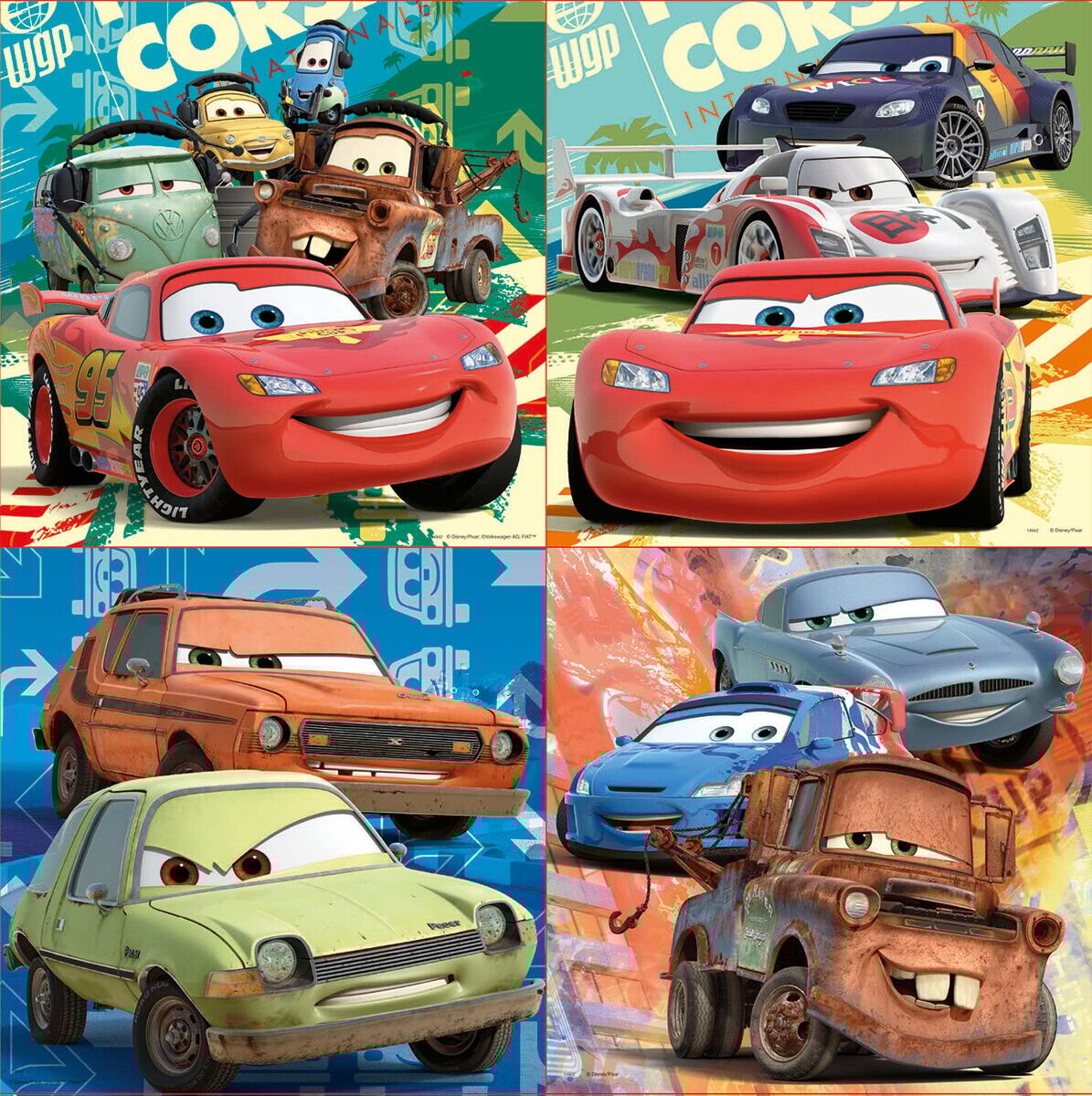 Educa - 4 Puslespil Med 12-16-20-25 Brikker - Biler