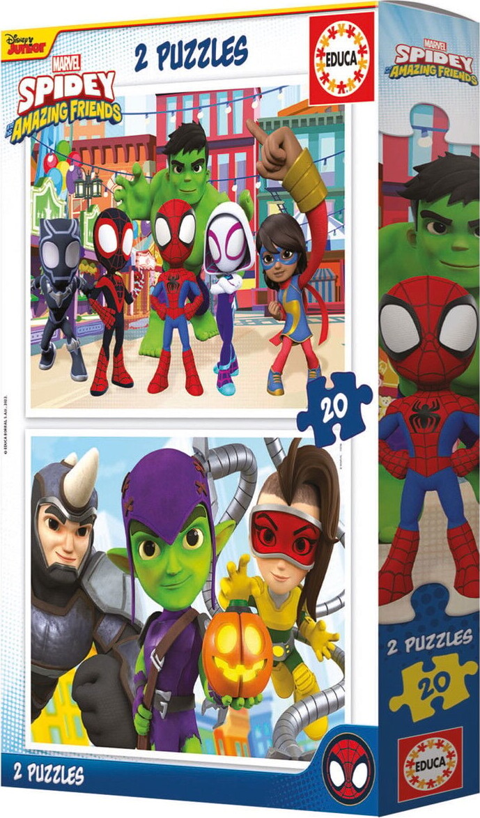 Educa - Puslespil Med 2X20 Brikker - Spidey His Amazing Friends