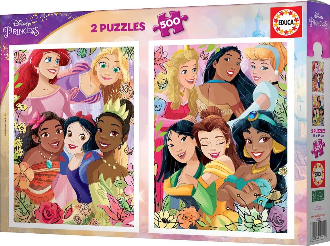 Educa - Puslespil Med 2X500 Brikker - Disney Prinsesser
