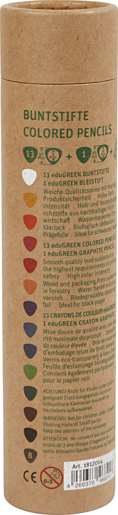 Edu3 Edugreen - Tykke Farveblyanter - Mine 5 Mm - Flere Farver - 13 Stk