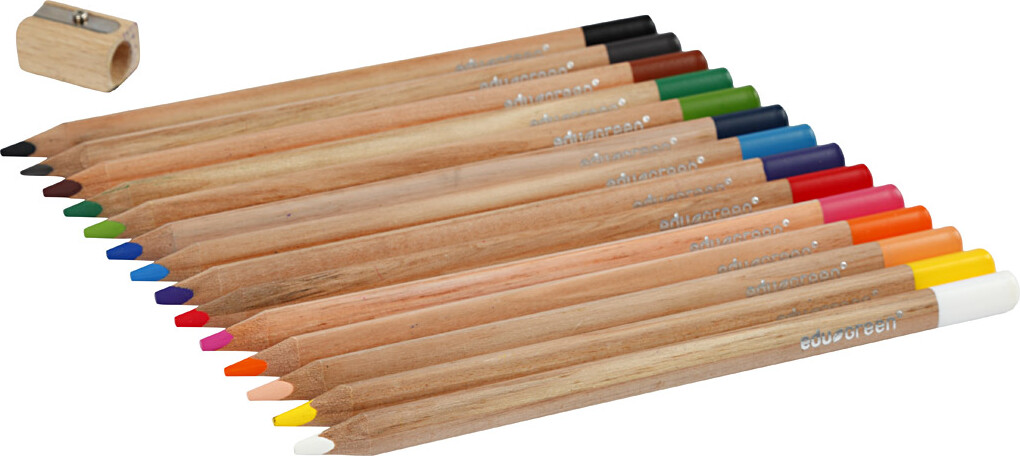 Edu3 Edugreen - Tykke Farveblyanter - Mine 5 Mm - Flere Farver - 13 Stk