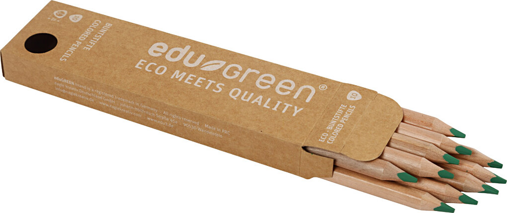 Edu3 Edugreen - Tykke Farveblyanter - Mine 5 Mm - Grøn - 10 Stk