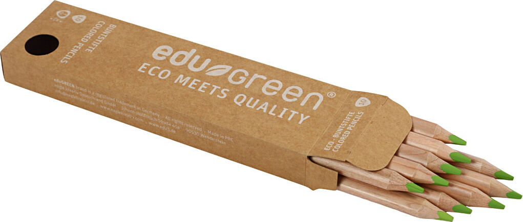 Edu3 Edugreen - Tykke Farveblyanter - Mine 5 Mm - Lys Grøn - 10 Stk