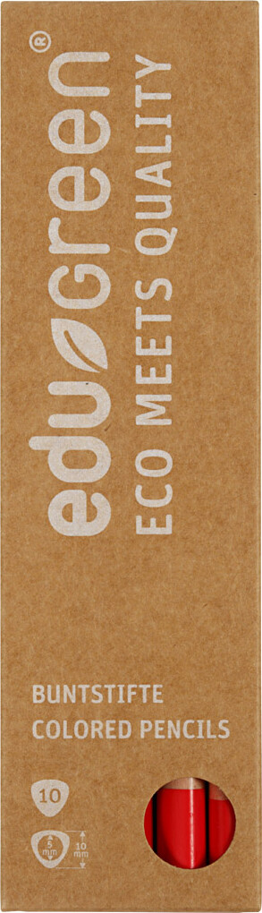 Edu3 Edugreen - Tykke Farveblyanter - Mine 5 Mm - Rød - 10 Stk