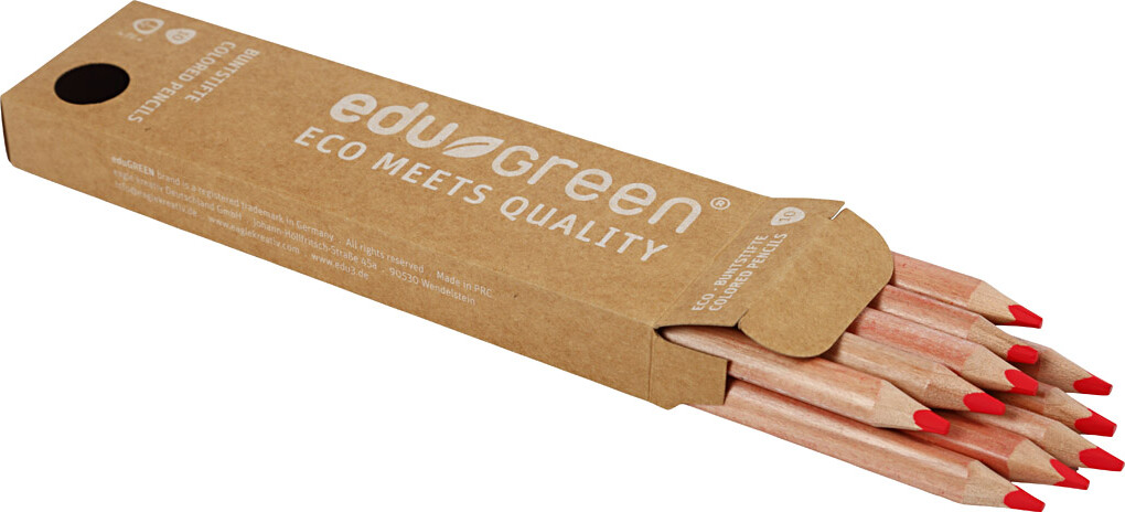Edu3 Edugreen - Tykke Farveblyanter - Mine 5 Mm - Rød - 10 Stk