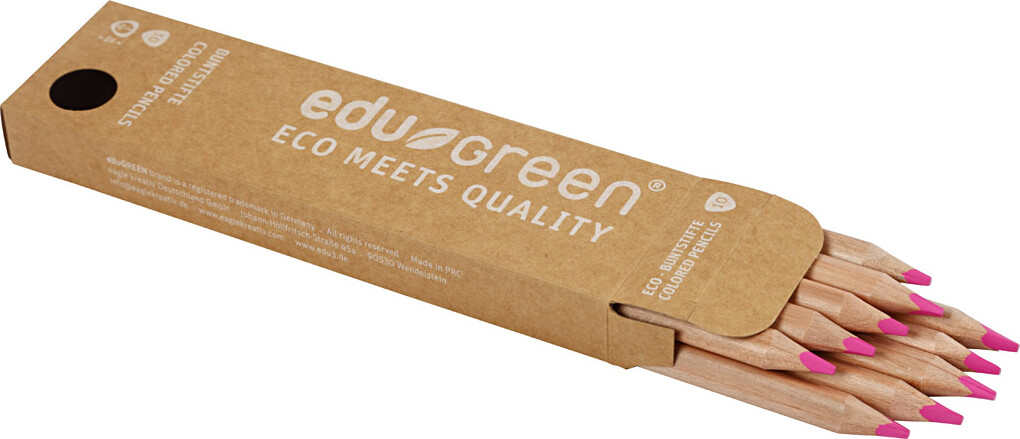 Edu3 Edugreen - Tykke Farveblyanter - Mine 5 Mm - Rosa - 10 Stk