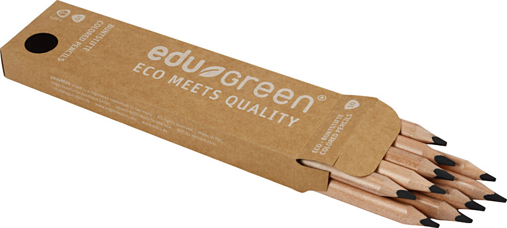 Edu3 Edugreen - Tykke Farveblyanter - Mine 5 Mm - Sort - 10 Stk
