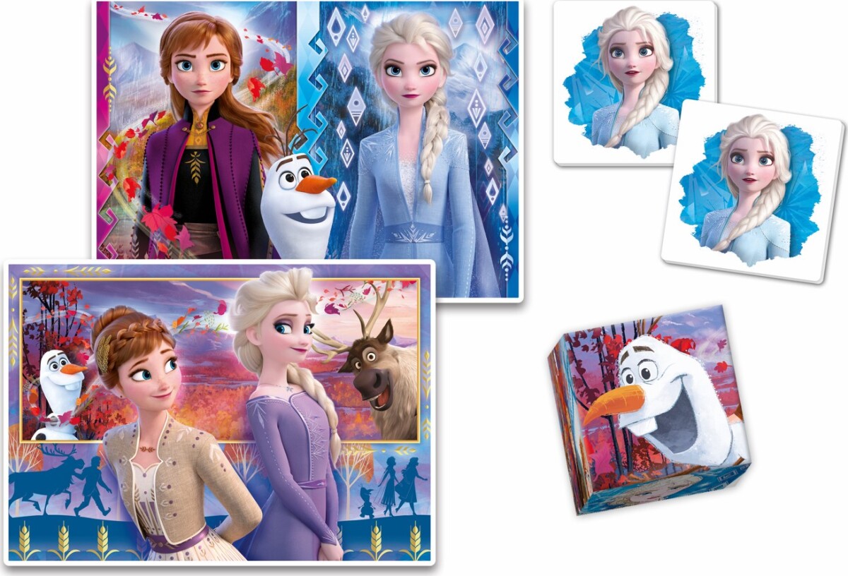 Frost Puslespil Og Vendespil - Disney - Edukit 4-I-1 - Clementoni - 3 År